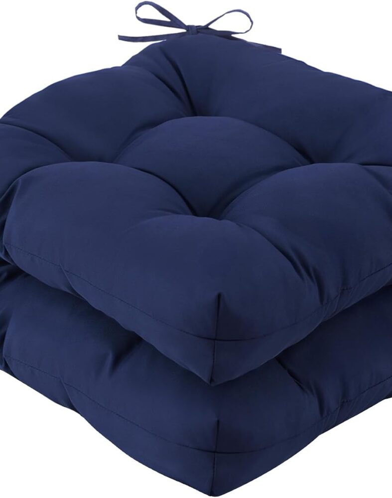 IASEAHK Outdoor Chair Cushions Set of 2, 19" x 19" x 5", Waterproof Outdoor Seat Cushions for Patio Furniture, Fade-Resistant Patio Chair Cushion, Dining Wicker Chair Pads for Porch Garden, Navy Blue