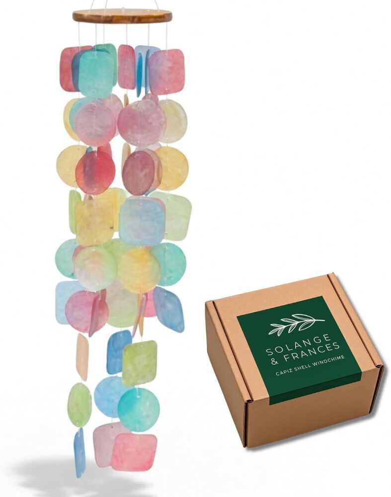 Colorful Wind Chimes. House Decor Wind Chimes for Outside | Handcrafted Capiz Shells Wind Chimes Birthday Gifts for Women, Gifts for Mom, Memorial Wind Chimes