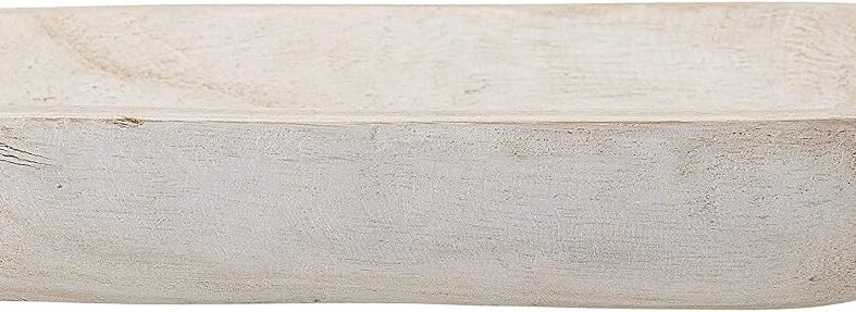 Bloomingville Hand-Carved Paulownia Wood Bowl with Whitewashed Finish