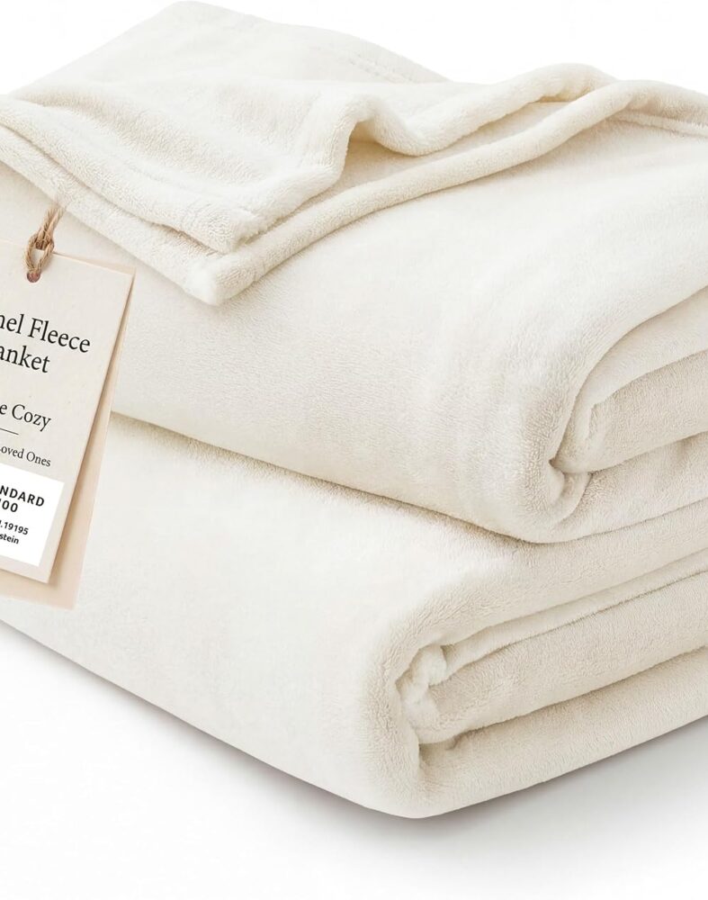 Bedsure GentleSoft Fleece Blankets Queen Size Cream - Birthday Gifts for Women Bed Blanket Soft Lightweight Plush Fuzzy Cozy Luxury Microfiber, Home Room Decor Gifts, 90x90 inches